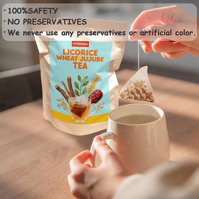 20 Bags Licorice Root Wheat & Jujube Tea, Caffeine-Free Natural Ingredients Chinese Herbal Tea Bags, Support Better Sleep & Relaxation, No Additives Tea for Evening Rituals - Bloomnest