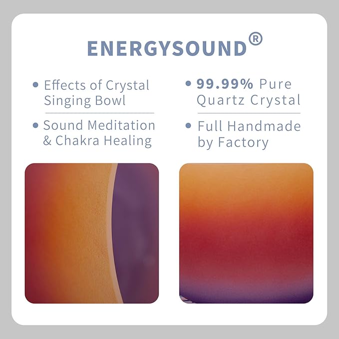 Rainbow Colored Frosted E Note Solar Plexus Chakra Quartz Crystal Singing Bowl 8 inch - Bloomnest