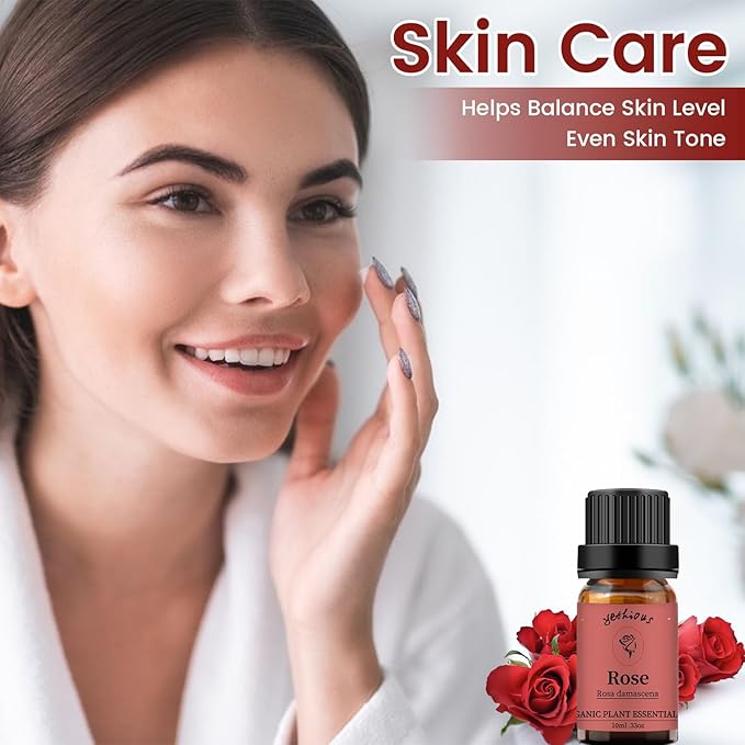 yethious Rose Lemon Essential Oils Set 2pcs*10ml 0.66oz 100% Organic Pure Aromatherapy Gift Oil Kit for Diffuser Rose Oil Essential Oil - Bloomnest