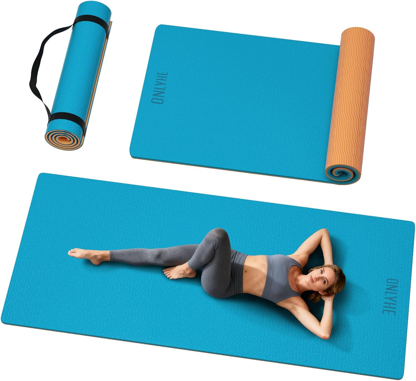 Extra Long & Wide Yoga Mat for Tall Men & Women,76''x32.6''x7mm - High Density TPE Non-Slip Both Sides, Lightweight 1.1kg with Superior Cushioning for gymnastics, Pilates, Home, Workout