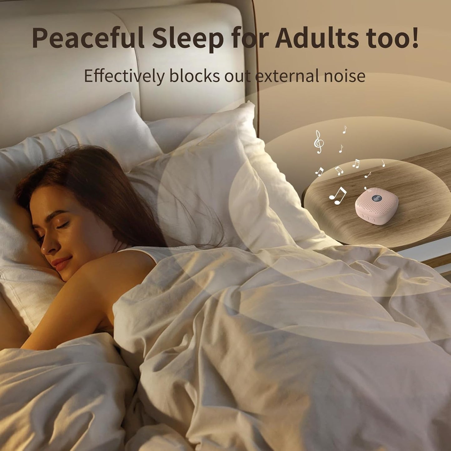 White Noise Machine,Portable Sound Machine for Baby Adult,21Soothing Sound,Auto-Off Timer,Noise Canceling for Office & Sleeping, Compact Size for Home,Travel,Registry Gift,Peach