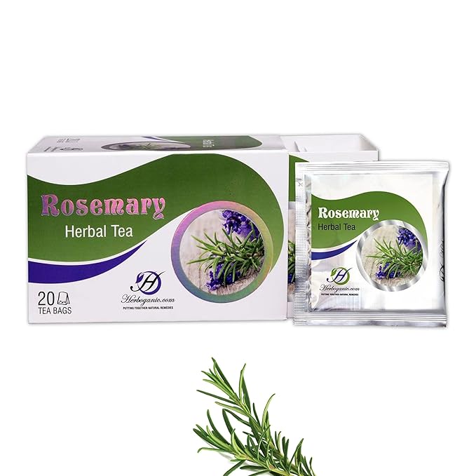 HERBOGANIC Rosemary Herbal Tea - Digestion Support and Immune Boost | Refreshing and Delicious Blend | Natural Ingredients | 20 Tea Bags - Bloomnest