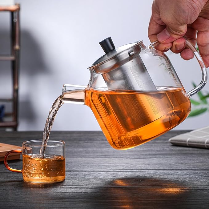 50OZ Glass Teapot With Infuser, Tea Pot for Stove Top, 1500ML Glass Tea Cup With Infuser and Lid, Microwave and Dishwasher Safe - Bloomnest