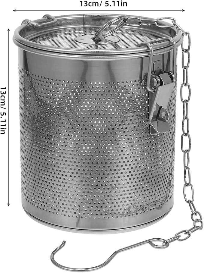 Large Tea Infuser, 5 Inch Tea Strainers for Loose Tea, 304 Stainless Steel Soup Seasoning Filter with Buckled Lid & Chain Hook, Fine Mesh Hole Cooking Filters for Tea, Spice, Soup, Seasoning - Bloomnest