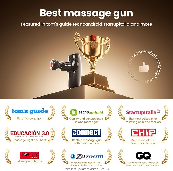BOB AND BRAD M7 Plus Mini Massage Gun with Heat, Pocket-Sized Heated Deep Tissue Massager, Portable Percussion Muscle Travel Massager Gun, Ultra Light Small & Quiet Massage Gun - Bloomnest