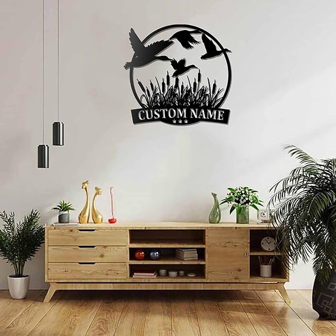 Lovely POD Personalized Hunting Metal sign, Hunting Art, Custom Duck Hunting Metal Wall Art Led Light, Personalized Duck Name Sign Decoration For Home, Duck Hunting Home Decor - Bloomnest