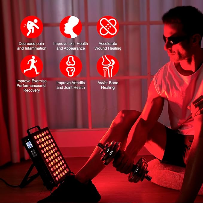 Red Light Therapy for Face and Body, Infrared Light Therapy with Timer & Remote Control, Quad Wave 660nm 850nm 630nm 940nm Near Infrared Light Therapy Panel Portable Dual Chip LED Device for Body BONLIBRO