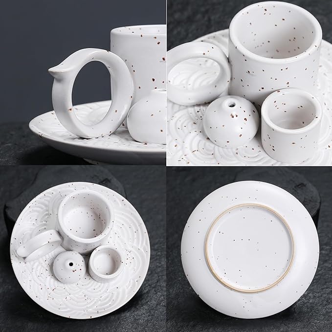 4 in 1 Ceramic Incense Burner Holder with Handle for Burning Sage, Palo Santo Stick, Joss Sticks, Candle in Your New House, Office, Yoga, Meditation Room (White) - Bloomnest