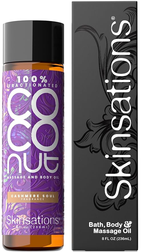 Skinsations - Scented Body Oil - Cashmere Soul - 100% Fractionated COCONUT Oil - Fragrance Oil for Skin, After Shower Body Oil for Women and Men, Body Moisturizer, Bath Oil, Hydrating Massage Oil