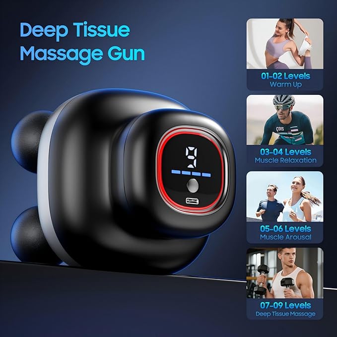 Massage Gun – Electric Body Massager with 4 Heads, Handheld Percussion Muscle Massager, Deep Tissue Back Massager for Muscle Relaxation, Powerful Full Body Electric Massager Tool for Men and Women - Bloomnest