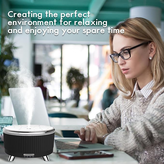 Diffusers for Essential Oils Large Room, 500ml Aromatherapy Diffuser Cool Mist Humidifier with Remote Control,7 Colors Lights & 3 Mist Mode Waterless Auto Off for Women Office Home Black Sliver - Bloomnest