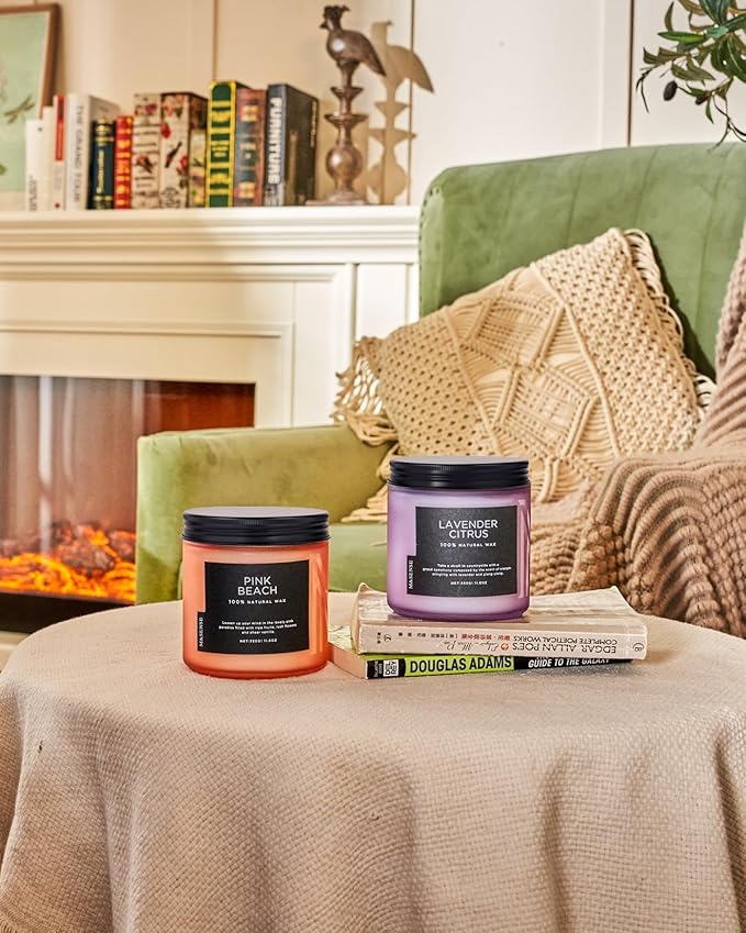M&SENSE Pink Beach Sands Jar Candle, 11.6oz Pineapple & Coconut Scented Natural Soy Candles for Home Scented, 70 Hour Burn Time, Home Decor Gift for Women, Friends, Family, Colleagues, Couples - Bloomnest
