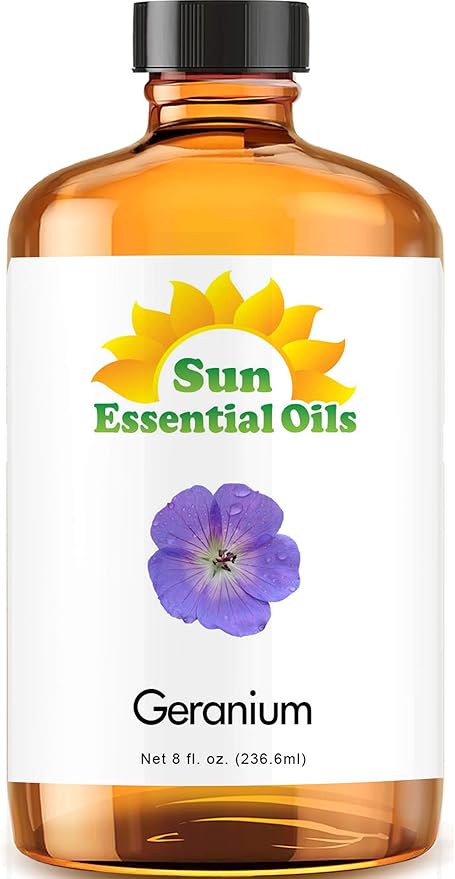 Sun Essential Oils Geranium Essential Oil – Pure Aromatherapy Oil for Skin & Diffusers (8 oz) - Bloomnest