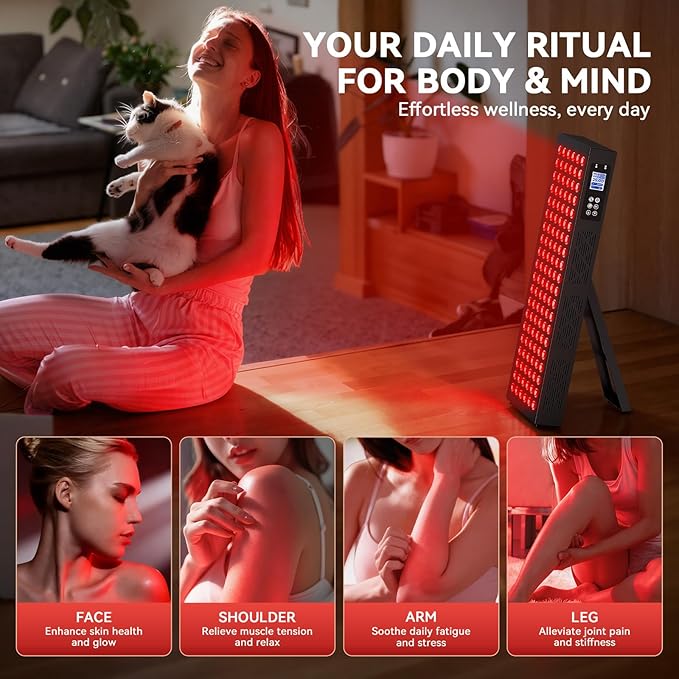 Red Light Therapy Box, 5in1 LED with 630-660-810-830-850, Metal Case, 3 Modes Red Light Panel with Soft Belt, 6 Timing Set - 9 Pulse Modes - 4-Level - Red Light Therapy Panel for Body Bloomnest
