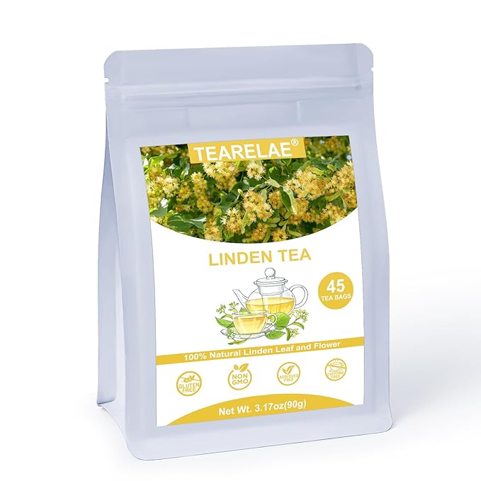 TEARELAE - Linden Tea Bags, 45 Count - Premium Natural Linden Flower & Leaf - Cut & Sifted Te de Tilo - Caffeine-free - Non-GMO - Soothing Herbal Tea for Evening Relaxation - Bloomnest