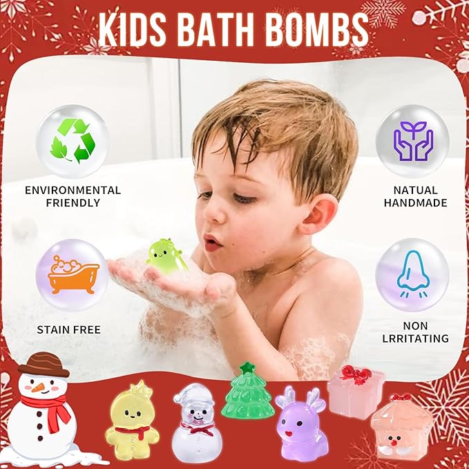 Christmas Bath Bombs for Kids Apple Bath Bombs with Christmas Luminous Mini Resin Toys Inside Christmas Toys All Natural Bath Bomb Christmas Gifts Kids Skin Care Bathbombs - Bloomnest