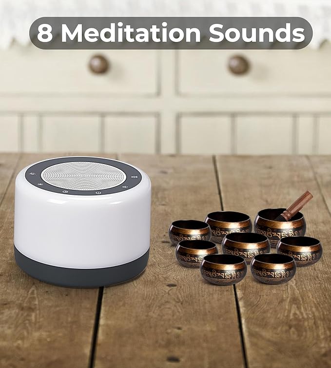 Tibetan Meditation Singing Bowls Machine - Plays 8 Different Bowls Sound for Yoga, Meditation, Mindfulness, Healing, Chakra Healing, Stress Relief, Timer and Memory Features for Women/Men, by Vangoa