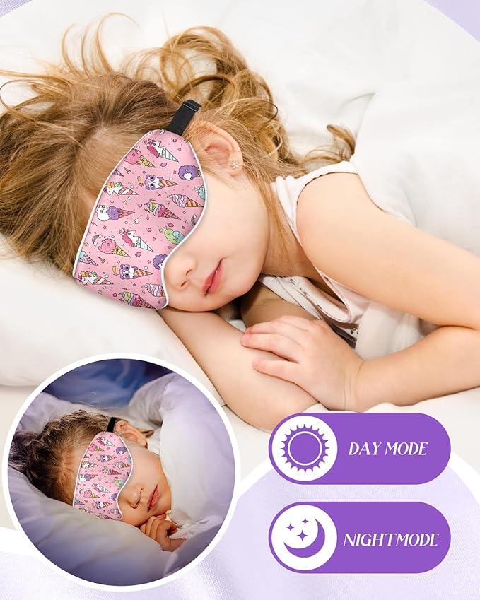 Kids Sleep Mask - Silk Eye Mask for Kids Cute Cartoon Cool Kawaii Soft Smooth Lightweight Boys Girls Teens Sleeping Mask with Adjustable Straps, Rainbow - Bloomnest