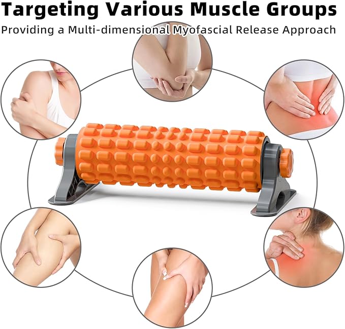 XL IT Band Firm Foam Roller with Resistance Holder - 17 inches - Exercise Roller for IT Band Issues, Deep Tissue Muscle Massage, Muscle and Back Roller for Fitness, Gym Equipment (Orange) - Bloomnest