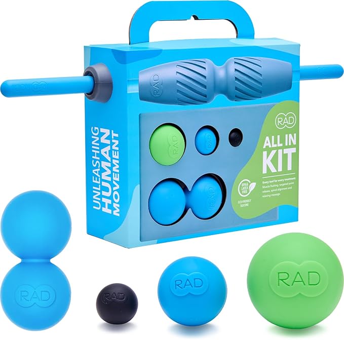 RAD All-in Kit – Foam Roller Set for Whole Body Massage & Myofascial Release – 7-in-1 Kit with Roller Stick, Yoga Block, Massage Balls – Muscle Recovery Tools for Mobility & Flexibility - Bloomnest