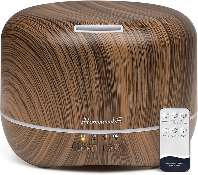 Aromatherapy Essential Oil Diffuser for Room: Air Humidifier Aroma Scent Cool Mist Diffuser Colorful Lights Wood Cute Small Large Waterless Auto Off Ultrasonic Diffusers for Home Bedroom (300ml) - Bloomnest