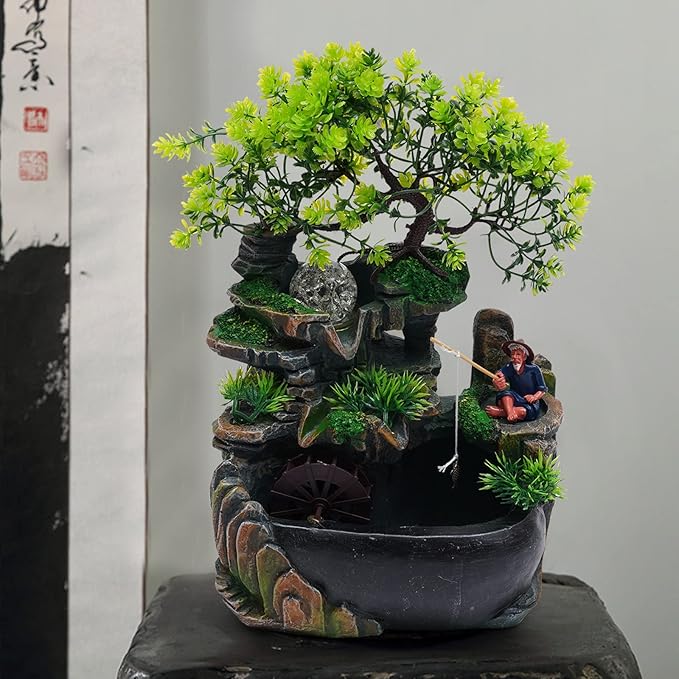 Water Fountains Indoor Tabletop Fountains, Rock Fountain Indoor Waterfall Fountain, Tabletop Decor, Desktop Fountain (Style 9)