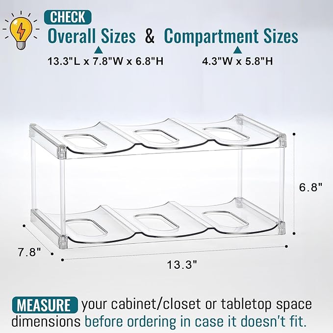 Design for Stanley 40 OZ & Large Bottles & Tumblers with Handle, Acrylic Water Bottle Organizer - Stackable Clear Wine Rack, Cup Holder for Home Kitchen Pantry Shelf Countertop Cabinet, 2 Tier Hold 6 MakeLifeBetterEasier