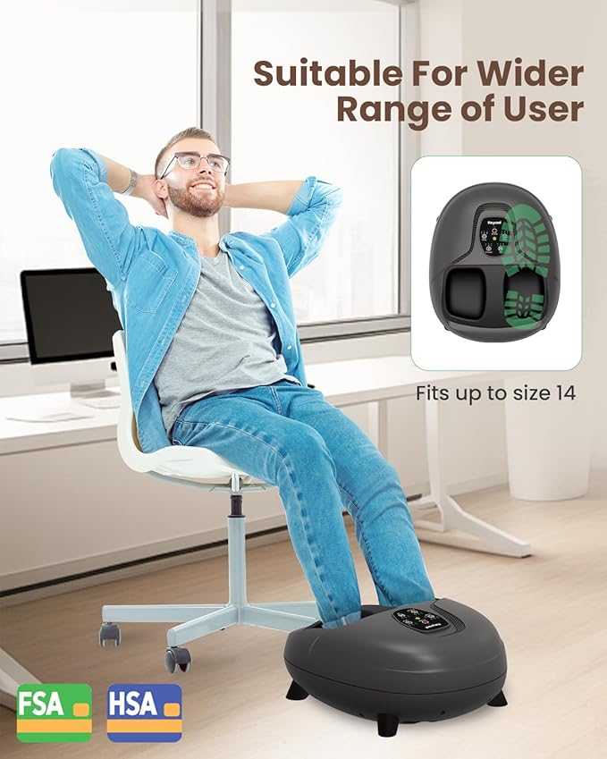 Shiatsu Foot Massager With Heat,Knead,Rolling,Compression, FSA Eligible/HSA Eligible Feet Massager Machine for Plantar Fasciitis Neuropathy, Remote Control,Foot Warmer Gifts for Women Men, Size 14 - Bloomnest