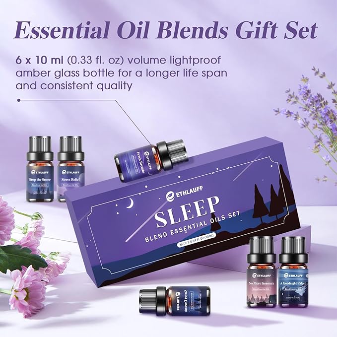 Sleep Essential Oils, Essential Oil Blends for Diffusers for Home (Relax, Stress Relief, Fresh Breathe, Sweet Dreams) Candle Making Scents, Relaxation Gift for Women and Men - Bloomnest