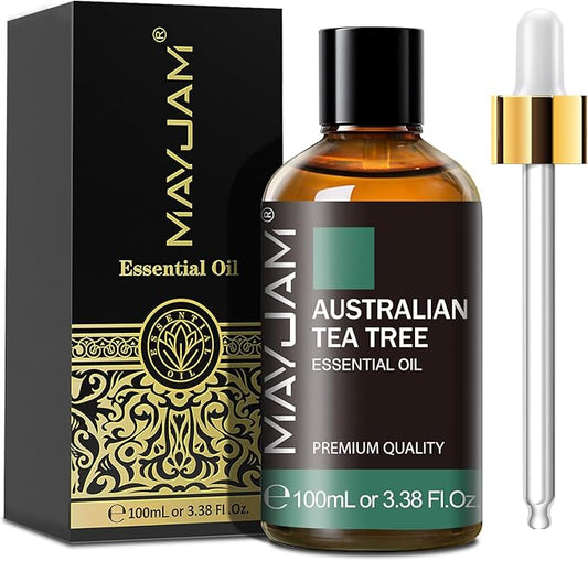 Australian Tea Tree Essential Oil, MAYJAM Pure Essential Oils for Diffusers, 3.38FL.OZ/100ML Large Volume Australian Tea Tree Oil with Premium Glass Dropper - Bloomnest