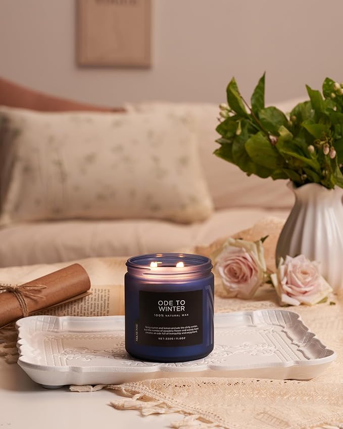 M&SENSE Ode to Winter 11.6oz Natural Soy Wax Non Toxic Candle, Up to 70 Hours Burn Time Winter Scents, 2 Cotton Wick Jar Candle Home Scented Gift - Bloomnest
