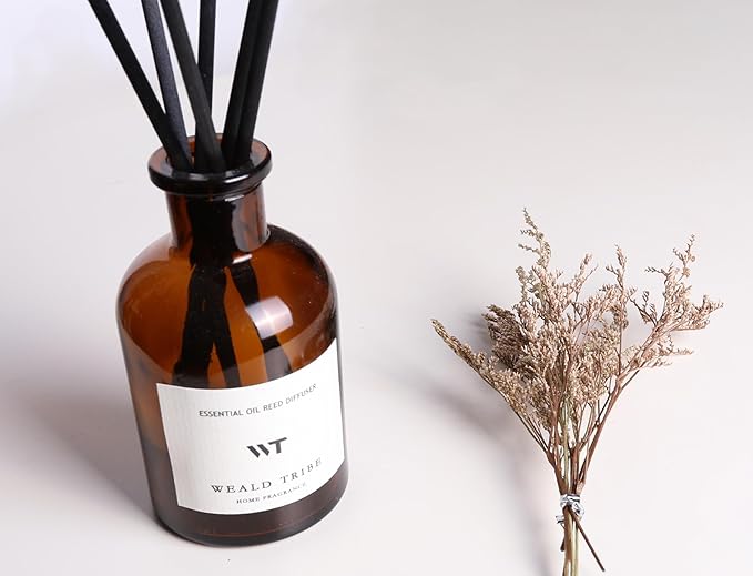WEALD TRIBE Flower Reed Diffuser Set Vanilla Cinnamon Scent for Bathroom Air Fresheners | 4.0 fl oz Essential Oils with Sticks Home Fragrance Defusers | House Bedroom Office Shelf Decor & Gift - Bloomnest