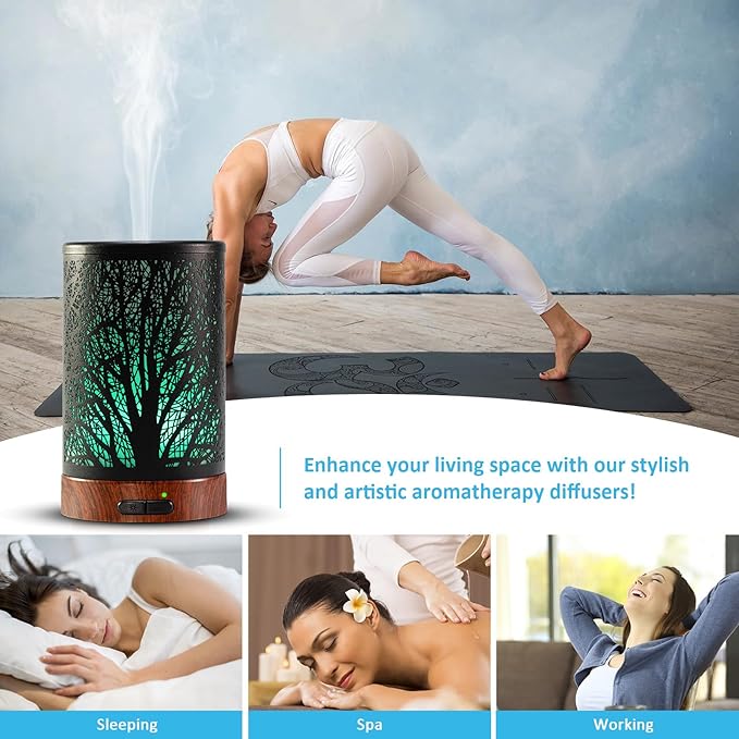 Essential Oil Diffuser - 150ML Metal Aromatherapy Diffuser for Essential Oils with 7 Colors Lights Gifts for Mom Auto Shut-Off & Ultrasonic Cool Mist Diffuser, Ambience for Home - Bloomnest