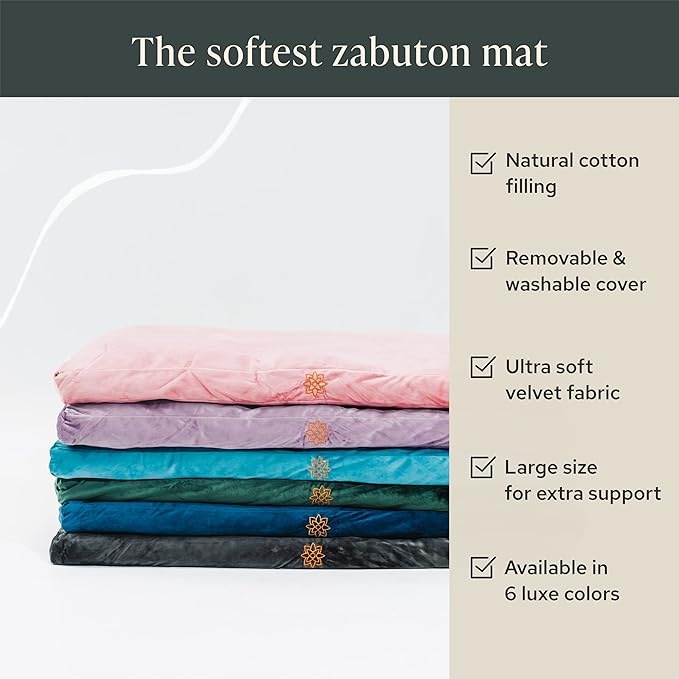 Mindful & Modern Zabuton Meditation Mat - Cotton Filled Yoga and Meditation Pad - Zabuton Meditation Cushion for Kneeling and Sitting Support - Large Rectangular Sitting Floor Pillow for Bench or Zafu - Bloomnest