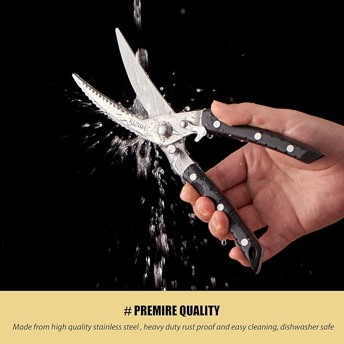 KUNIFU Poultry Shears, All Purpose Heavy Duty Kitchen Scissors For Food Turkey Meat Chicken Herbs, Cooking Scissors Utensils, Kitchen Gadgets Gray - Bloomnest