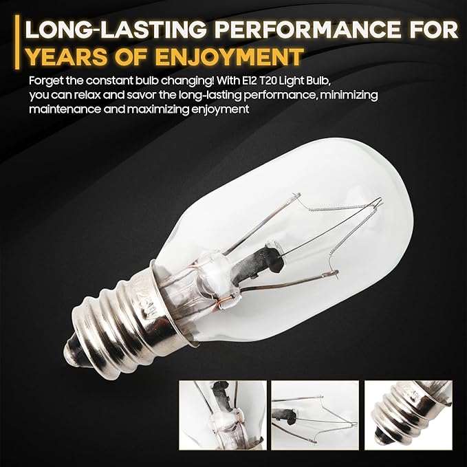 Seentech Pack of 8 E12 T20 25W Incandescent Bulbs for Salt Lamp 120V - Warm White Light 2700K, 150lm - Perfect for Himalayan Salt Lamps & Baskets, Scentsy Plug-in & Wax Warmers, Night Lights - Bloomnest