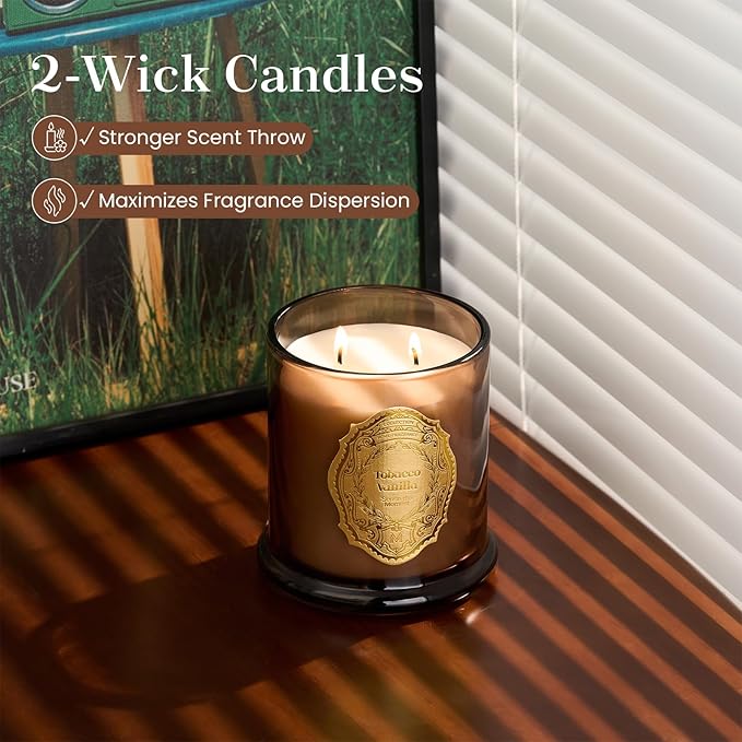 M&SENSE Tobacco Vanilla Candles for Home Scented, 2 Wick 12.7oz Soy Wax Candles Non Toxic,70 Hours Long Burning,Luxury Candles Gift for Stress Relief, Meditation, Yoga - Bloomnest