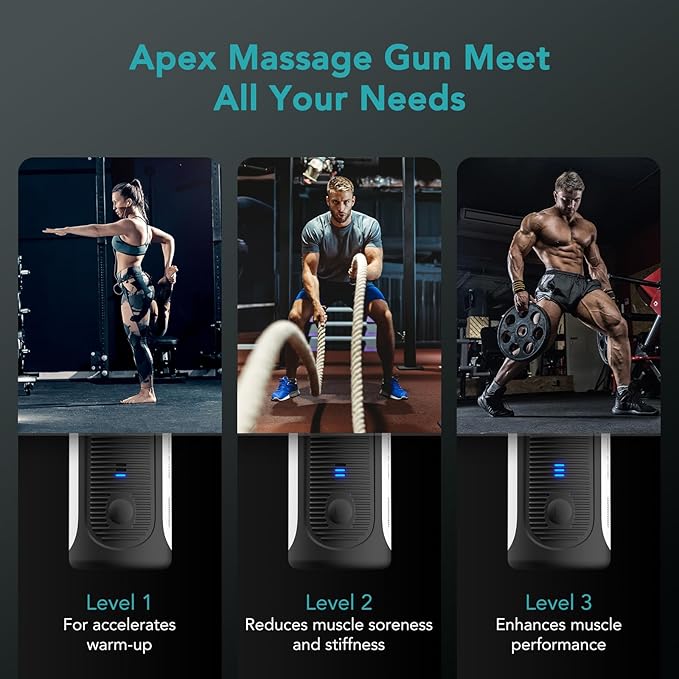 opove Apex Massage Gun Deep Tissue 14.5mm Percussion Fascia Muscle Massage for Athletes Workout Pain Relief Recovery Relaxation, Professional Therapist Choice, Ergonomic for Effortless to Use, Silver - Bloomnest