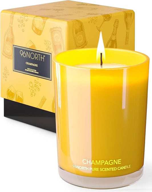 96NORTH | Pure Champagne Candle | 100% Natural Soy Wax | One Wick Jar Candle | Natural Fragrance Technology | Non Toxic | Up to 35 Hours Burning Time | Aromatherapy Gift for Men and Women - Bloomnest