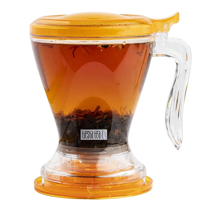 Tiesta Tea Brewmaster Coffee Infuser, Large Stainless Steel Strainer for Loose Leaf Tea, Fine Mesh Bottom Dispensing, Microwave & Dishwasher Safe, Reusable Steeper, Loose Leaf Holder, 16 Oz - Bloomnest