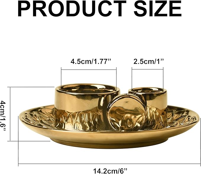 4 in 1 Incense Holder, Ceramic Incense Stick and Palo Santo Holder,Sage Holder for Burning- 5.5" Ceramic Ash Catcher Tray for Meditation and Yoga Room (Golden) - Bloomnest