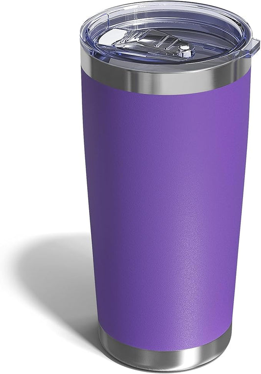 Travel Coffee Tumbler 20oz, 1 Pack Leakproof Travel Coffee Mug with Lid and Straw, Stainless Steel Double Wall Vacuum Insulated Tumbler for Hot/Iced Drink (Purple, Textured Matte) - Bloomnest
