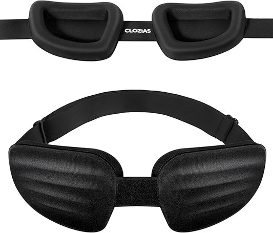 CLOZIA Sleep Mask for Men Women, Adjustable Hydrating Dry Eye Mask, 100% Blocking Eye Masks for Sleep, Soft Comfortable for Travel & Shift Work, Black - Bloomnest