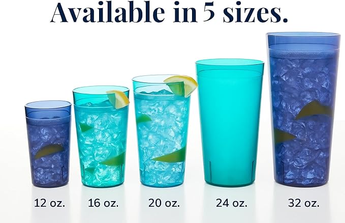 Party Outlaw Clear Plastic Cup Tumblers 6 Pc 20oz Lightweight, Heavy Duty Stackable Cafe Style Plastic Glasses. Reusable & Dishwasher Safe Ice Tea & Water Cups - Bloomnest