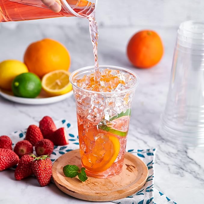 Lilymicky 600 Pack 24 oz Clear Plastic Cups, PET Disposable Drinking Cups, Crystal Clear, Perfect for Ice Coffee, Smoothie, Soda, or Any Cold Drinks - Bloomnest