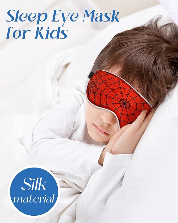 Silk Sleep Mask for Kids - Cute Cartoon Eye Cover for Boys Girls Teens With Soft Smooth Adjustable Straps, Red Zhizhu - Bloomnest