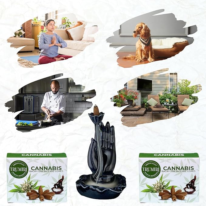 TRUMIRI Cannabis Backflow Incense Cones - Total 20 Incense Cones Waterfall - Dual Pack of 10 Incense Backflow Cones - Waterfall Incense Cones - Incense Waterfall Cones TRUMIRI
