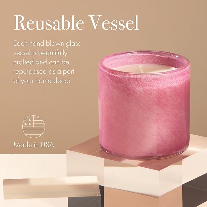 LAFCO New York Signature Candle, Duchess Peony - 15.5 oz - 90-Hour Burn Time - Reusable, Hand Blown Glass Vessel - Made in The USA - Bloomnest
