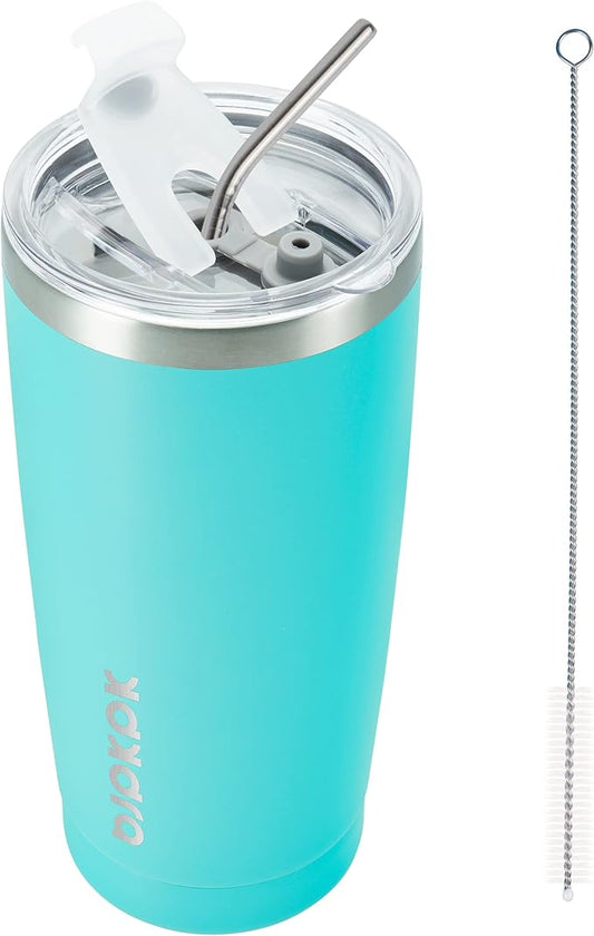 BJPKPK 20 oz Tumbler With Lid And Straw Stainless Steel Ice Coffee Tumblers Vacuum Insulated Travel Thermal Cup,Turquoise - Bloomnest