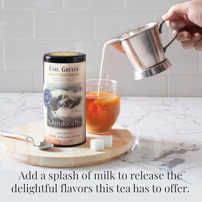 The Republic of Tea - Earl Greyer Black Tea Tin, 50 Tea Bags, Naturally Caffeinated - Bloomnest